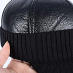 Arvik Leather-Knit Winter Cap