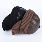 Arvik Leather-Knit Winter Cap