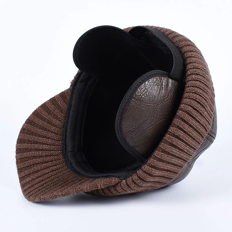 Arvik Leather-Knit Winter Cap