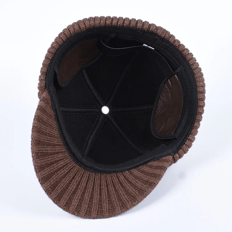 Arvik Leather-Knit Winter Cap