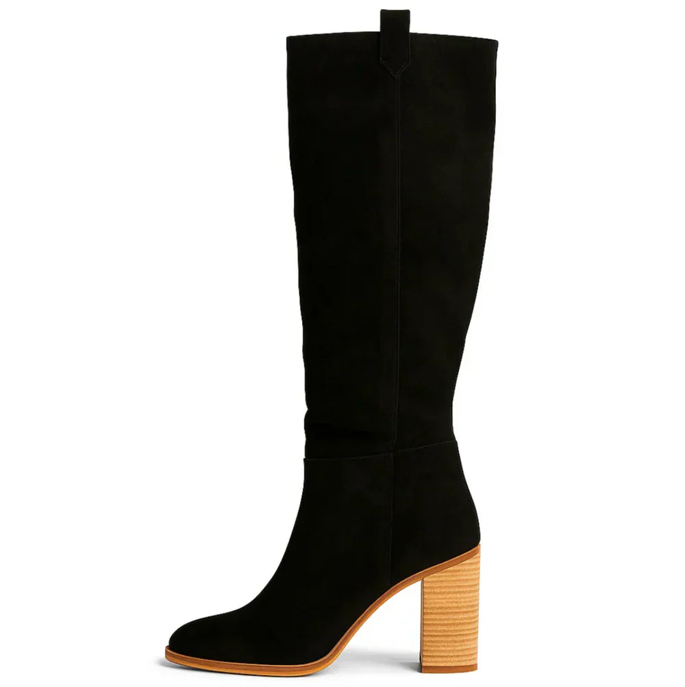 SUEVIA™ | SUEDE BLOCK HEEL BOOTS